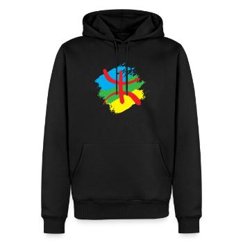 Drapeau Amazigh stylisé - Sweat à capuche Premium bio Homme - noir - Devant - Nico (187cm)