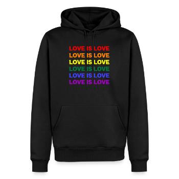 Love Is Love LGBTQ Gay Pride Tolerance Rainbow - Men’s Premium Organic Hoodie - black - Front - Nico (187cm)