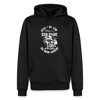 Jardinier Retraité Cadeau Jardin Plan De Retraite - Sweat à capuche Premium bio Homme - noir - Devant - Nico (187cm)
