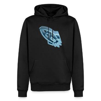 Zum Mond - 3D - Satin2 - Männer Premium Bio Hoodie - Schwarz - Vorne - Nico (187cm)