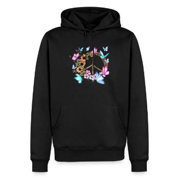 Papillon Signe de Paix Fleurs Colorées - Sweat à capuche Premium bio Homme - noir - Devant - Nico (187cm)