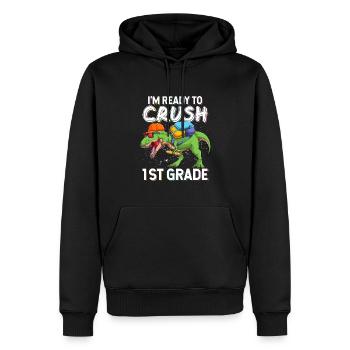 Ich bin bereit, den Dinosaurier der 1. Klasse zu zerquetschen - Männer Premium Bio Hoodie - Schwarz - Vorne - Nico (187cm)