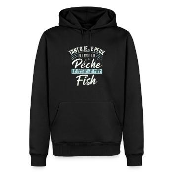 Pêche Humour Le Reste Je M'en Fish Cadeau Pêcheur - Sweat à capuche Premium bio Homme - noir - Devant - Nico (187cm)
