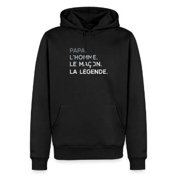 Papa Maçon L'Homme La Légende Cadeau Humour - Sweat à capuche Premium bio Homme - noir - Devant - Nico (187cm)