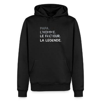 Papa Facteur L'Homme La Légende Cadeau Humour - Sweat à capuche Premium bio Homme - noir - Devant - Nico (187cm)