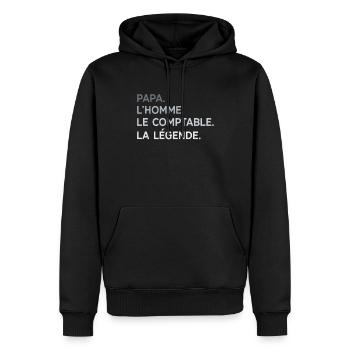 Papa Comptable L'Homme La Légende Cadeau Humour - Sweat à capuche Premium bio Homme - noir - Devant - Nico (187cm)