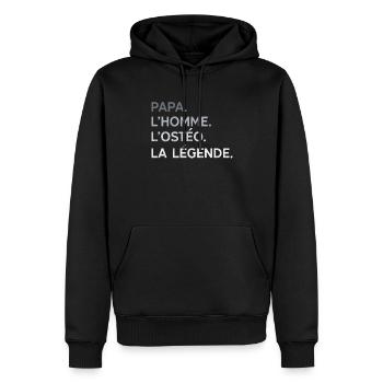 Papa Ostéopathe L'Homme La Légende Cadeau Humour - Sweat à capuche Premium bio Homme - noir - Devant - Nico (187cm)