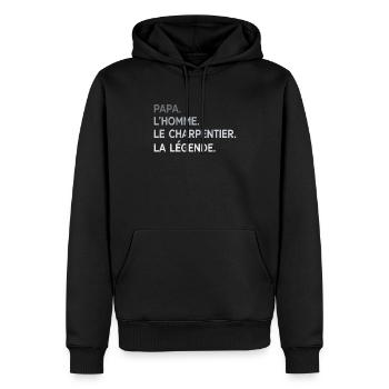 Papa Charpentier L'Homme La Légende Cadeau Humour - Sweat à capuche Premium bio Homme - noir - Devant - Nico (187cm)