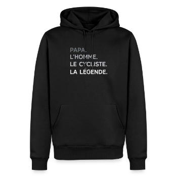 Papa Cycliste L'Homme La Légende Cadeau Vélo - Sweat à capuche Premium bio Homme - noir - Devant - Nico (187cm)