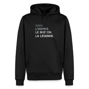 Papa Breton L'Homme La Légende Cadeau Breizh - Sweat à capuche Premium bio Homme - noir - Devant - Nico (187cm)