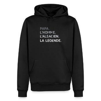 Papa Alsacien L'Homme La Légende Cadeau Alsace - Sweat à capuche Premium bio Homme - noir - Devant - Nico (187cm)