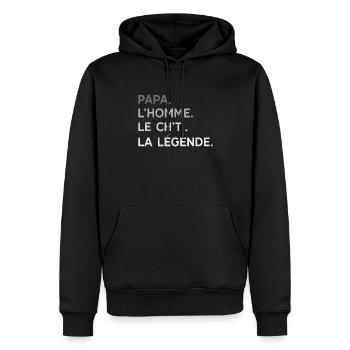 Papa Ch'ti L'Homme La Légende Cadeau Humour - Sweat à capuche Premium bio Homme - noir - Devant - Nico (187cm)