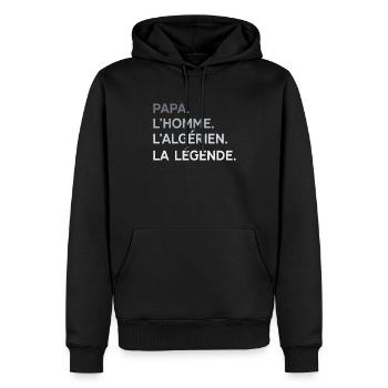 Papa Algérien L'Homme La Légende Cadeau Algérie - Sweat à capuche Premium bio Homme - noir - Devant - Nico (187cm)
