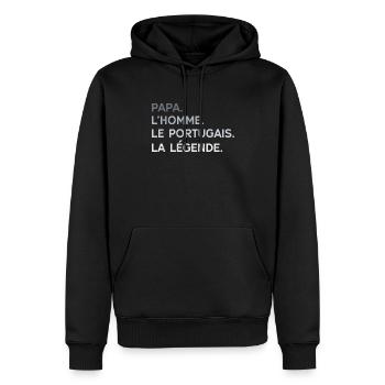 Papa Portugais L'Homme La Légende Cadeau Portugal - Sweat à capuche Premium bio Homme - noir - Devant - Nico (187cm)