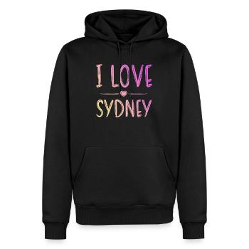 I Love Sydney - Männer Premium Bio Hoodie - Schwarz - Vorne - Nico (187cm)