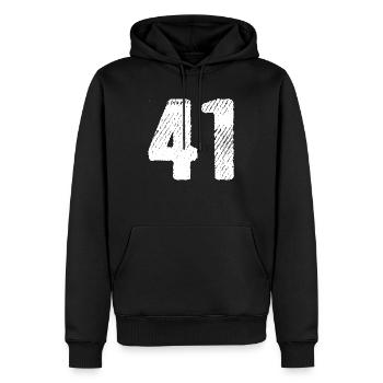 Maillot à 41 numéros - Sweat à capuche Premium bio Homme - noir - Devant - Nico (187cm)