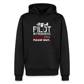 Future Pilot In Progress Funny Kids Airplane Lover - Men’s Premium Organic Hoodie - black - Front - Nico (187cm)