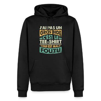 Tee Shirt Homme Humour J'ai Pas Un Gros Bide - Sweat à capuche Premium bio Homme - noir - Devant - Nico (187cm)