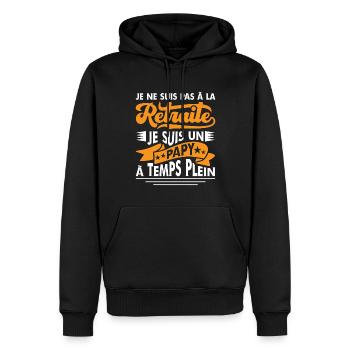 Papy Retraité Cadeau Grand Père Humour Retraite - Sweat à capuche Premium bio Homme - noir - Devant - Nico (187cm)