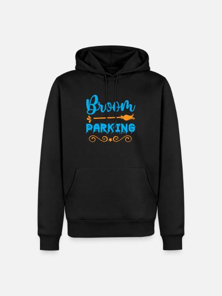 Broom parking - Halloween humor - Men’s Premium Organic Hoodie - black