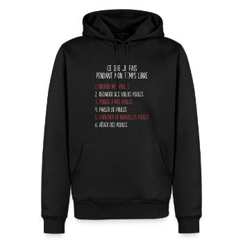 Poules Temps Libre Idée Cadeau Pour Fermier - Sweat à capuche Premium bio Homme - noir - Devant - Nico (187cm)