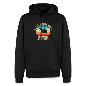 J'aime Les Raies Mantas De Mers Cadeau Drole - Sweat à capuche Premium bio Homme - noir - Devant - Nico (187cm)