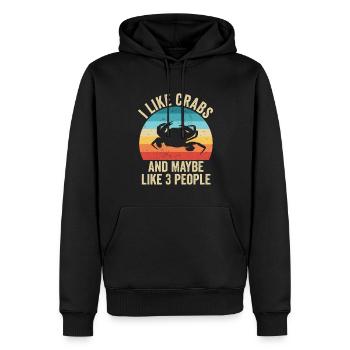J'aime Les Crabes Cadeau Drole Océan - Sweat à capuche Premium bio Homme - noir - Devant - Nico (187cm)