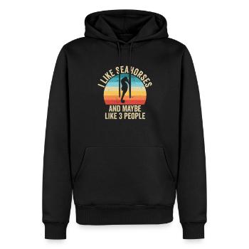 J'aime Les Hippocampes Cadeau Drole Océan - Sweat à capuche Premium bio Homme - noir - Devant - Nico (187cm)