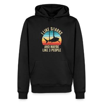 J'aime Les Requins Cadeau Drole Océan - Sweat à capuche Premium bio Homme - noir - Devant - Nico (187cm)