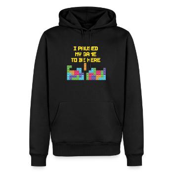 J'ai interrompu mon jeu pour être ici T-shirt esse - Sweat à capuche Premium bio Homme - noir - Devant - Nico (187cm)