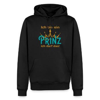 ich bin ein Prinz ich darf das - Lustiger Spruch - Männer Premium Bio Hoodie - Schwarz - Vorne - Nico (187cm)