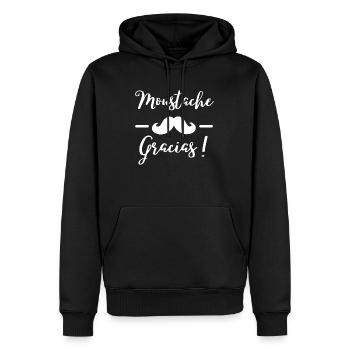 Design Moustache Gracias parfait pour un cadeau ! - Sweat à capuche Premium bio Homme - noir - Devant - Nico (187cm)