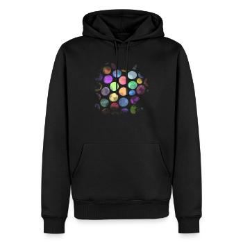 Rainbow Watercolor Spotted Splash Pattern - Men’s Premium Organic Hoodie - black - Front - Nico (187cm)