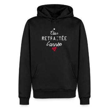 elue retraitée de l année / humour retraite - Sweat à capuche Premium bio Homme - noir - Devant - Nico (187cm)