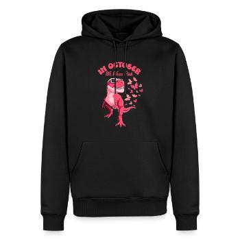 Brustkrebs Oktober Rosa Schmetterling Dinosaurier - Männer Premium Bio Hoodie - Schwarz - Vorne - Nico (187cm)