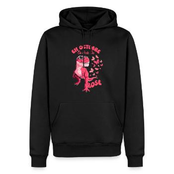 Brustkrebs Oktober Rosa Schmetterling Dinosaurier - Männer Premium Bio Hoodie - Schwarz - Vorne - Nico (187cm)