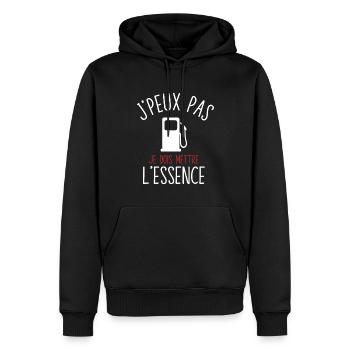 J'Peux Pas Je Dois Mettre L'Essence Humour - Sweat à capuche Premium bio Homme - noir - Devant - Nico (187cm)