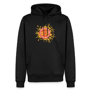 pizza thinks about me - Men’s Premium Organic Hoodie - black - Front - Nico (187cm)