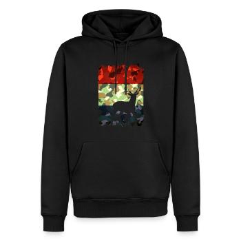 Chasse Homme Humour Chasseur De Cerf Français - Sweat à capuche Premium bio Homme - noir - Devant - Nico (187cm)