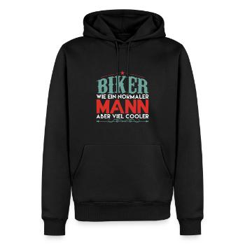 Old School Biker Chopper Motorradfahrer - Männer Premium Bio Hoodie - Schwarz - Vorne - Nico (187cm)
