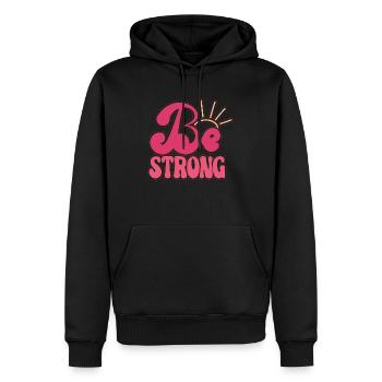 BEST 2023 QUOTES Be Strong - Sweat à capuche Premium bio Homme - noir - Devant - Nico (187cm)