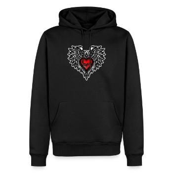 coeur et ailes - pour amoureux - Sweat à capuche Premium bio Homme - noir - Devant - Nico (187cm)