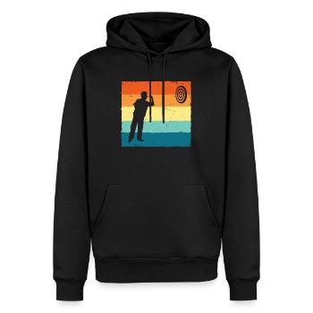 Retro Graphic Dart Player Darts Dartboard Bullseye - Men’s Premium Organic Hoodie - black - Front - Nico (187cm)