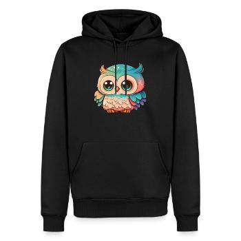 Kawaii Süße glückliche Eule - Männer Premium Bio Hoodie - Schwarz - Vorne - Nico (187cm)