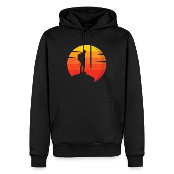Wandern Outdoor Hike - Männer Premium Bio Hoodie - Schwarz - Vorne - Nico (187cm)