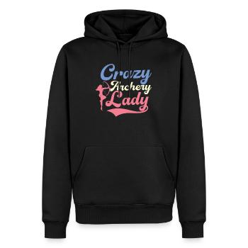 Crazy Archery Lady Archer Target Bow & Arrows - Men’s Premium Organic Hoodie - black - Front - Nico (187cm)