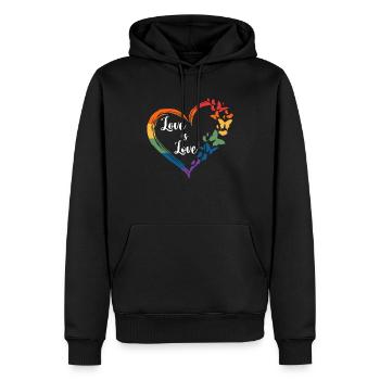 Butterfly Heart Rainbow Love Is Love LGBT Gay Prid - Sweat à capuche Premium bio Homme - noir - Devant - Nico (187cm)