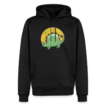 Stegosaurus Dinosaurier Dino Urzeit Cartoon - Männer Premium Bio Hoodie - Schwarz - Vorne - Nico (187cm)