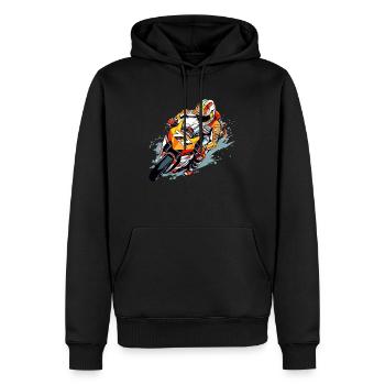 Rennmotorrad Nr. 77 - Männer Premium Bio Hoodie - Schwarz - Vorne - Nico (187cm)