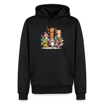 Les animaux en folie n°2 - Sweat à capuche Premium bio Homme - noir - Devant - Nico (187cm)